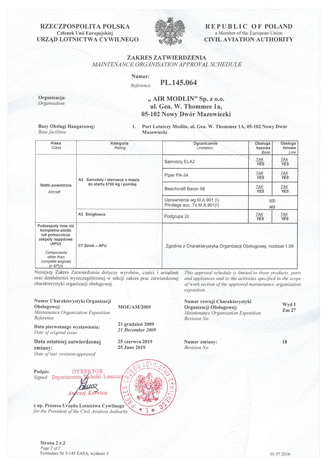 Certyfikat PL.145.064 strona 2/2